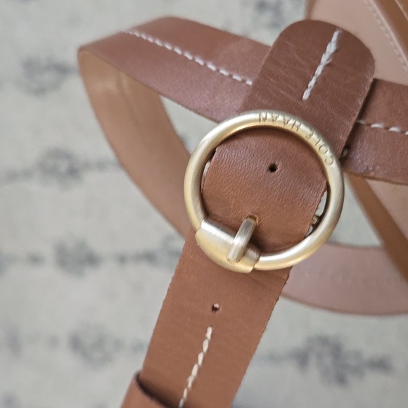 Cole Haan Women's Cloudfeel All Day Tan Leather Buckle Wedge Heels - Picture 3 of 6